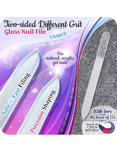 Juego de Lima de Uñas de Vidrio Gladzy - 4 Piezas Profesional