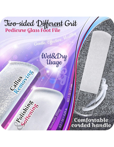 Juego de Lima de Uñas de Vidrio Gladzy - 4 Piezas Profesional