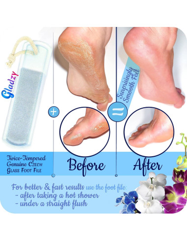 Juego de Lima de Uñas de Vidrio Gladzy - 4 Piezas Profesional