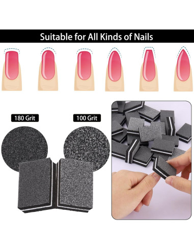 150 Piezas Mini Bloques de Pulido de Uñas acDesign 100/180 Grano