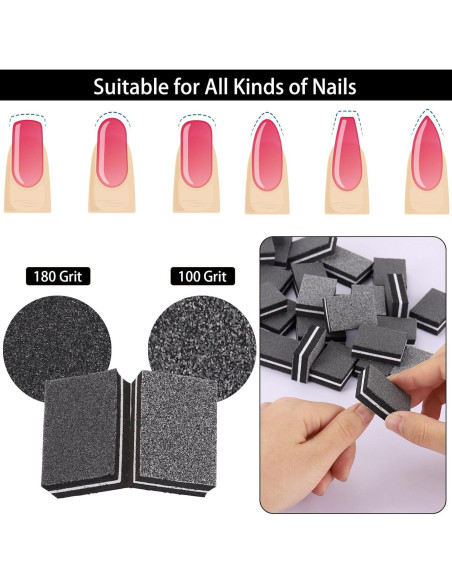 150 Piezas Mini Bloques de Pulido de Uñas acDesign 100/180 Grano
