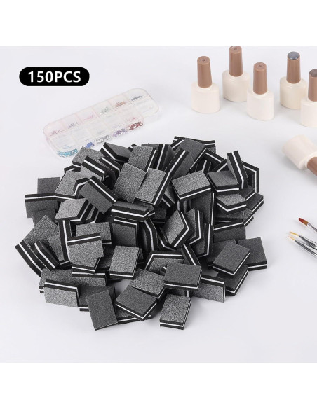 150 Piezas Mini Bloques de Pulido de Uñas acDesign 100/180 Grano