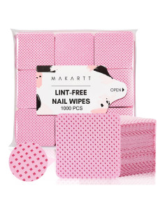 Toallitas Libres de Pelusa Makartt 1000PCS Rosa para Uñas
