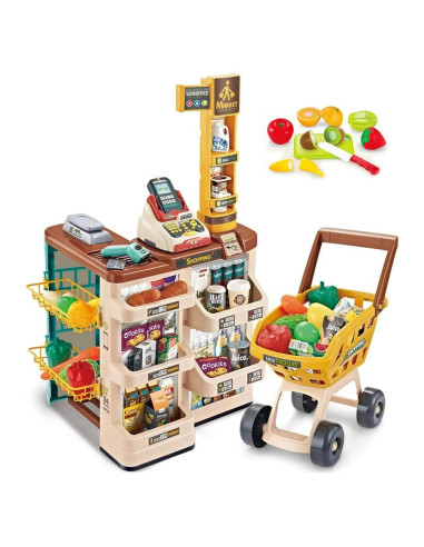 Juego de Supermercado Valesan 49 Piezas con Carrito y Caja Registradora