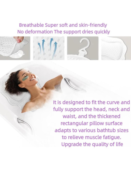 Almohada de Baño Ergonómica Lifethw con Ventosas 40.9 cm