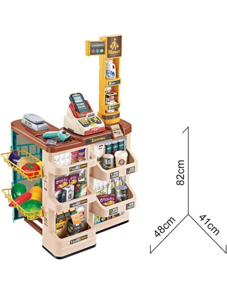 Juego de Supermercado Valesan 49 Piezas con Carrito y Caja Registradora