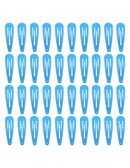 40 Clips de Pelo de Metal Verde Azulado PIDOUDOU 4.9 cm
