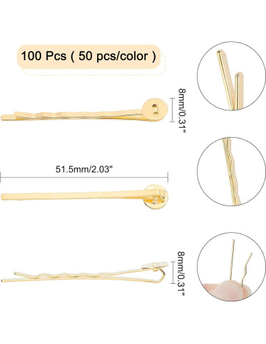 100 Pasadores de Cabello Arricraft 51.5mm Plateados y Dorados