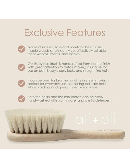 Cepillo de Madera para Bebés Ali+Oli con Lufa - Suave y Natural