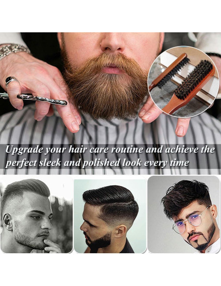 Juego de cepillos de cerdas de jabalí TRUSTORIC 2 piezas