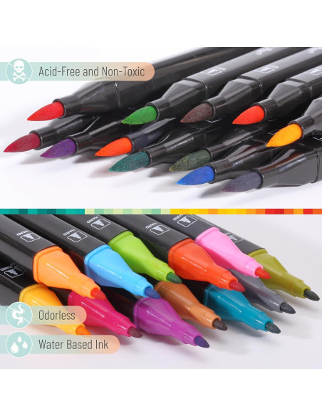 Marcadores de Pincel Doble Punta Mr. Pen 12 Colores Vibrantes