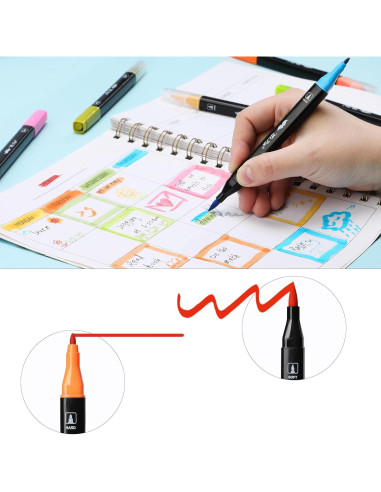 Marcadores de Pincel Doble Punta Mr. Pen 12 Colores Vibrantes