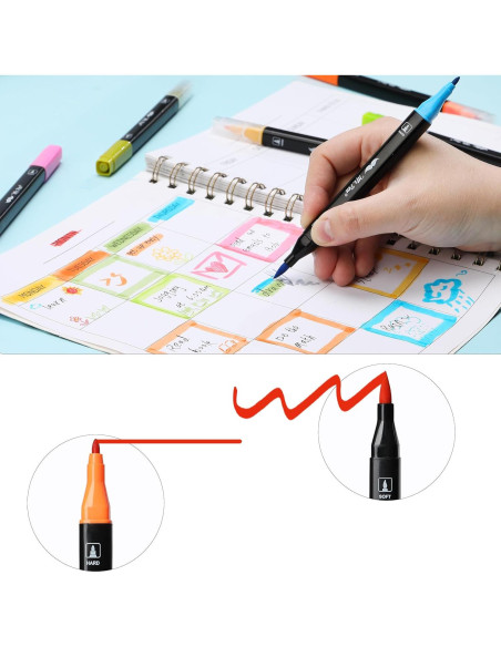 Marcadores de Pincel Doble Punta Mr. Pen 12 Colores Vibrantes