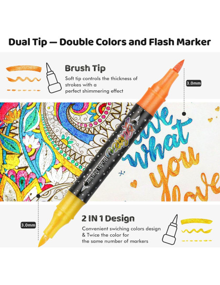 Marcadores de Pincel Brillantes ZSCM 24 Colores Metálicos