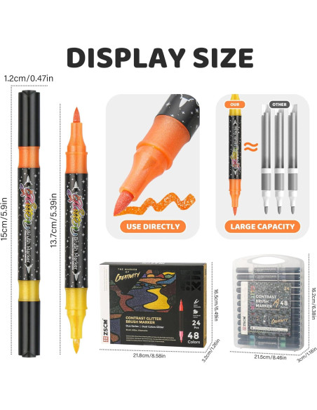 Marcadores de Pincel Brillantes ZSCM 24 Colores Metálicos