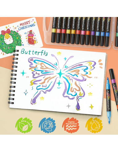 Marcadores de Pincel Brillantes ZSCM 24 Colores Metálicos