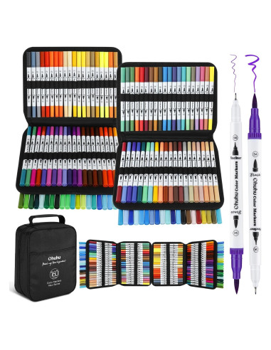 Marcadores Ohuhu Doble Punta 160 Colores Tinta a Base de Agua