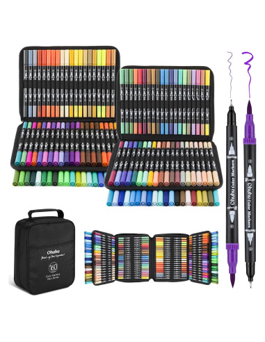 Marcadores Ohuhu Doble Punta 160 Colores a Base de Agua