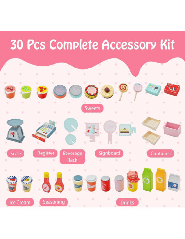 Carrito de Comida HONEY JOY 30 Piezas para Niños