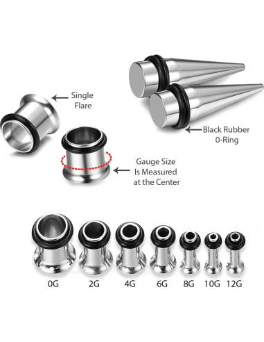 Kit de Estiramiento de Orejas BodyJ4You 28 Piezas 12G-0G