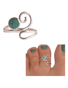 Anillo ajustable de plata esterlina 925 con turquesa 5mm MiYa