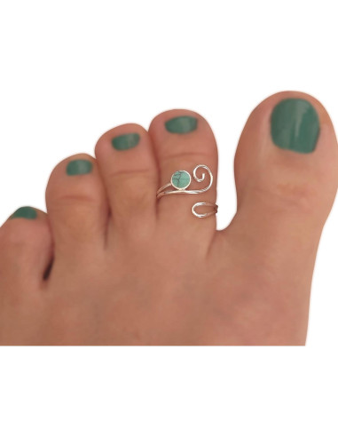 Anillo ajustable de plata esterlina 925 con turquesa 5mm MiYa