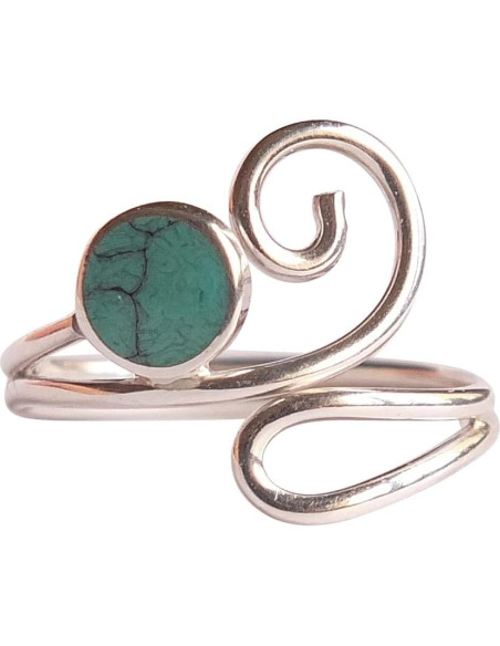 Anillo ajustable de plata esterlina 925 con turquesa 5mm MiYa