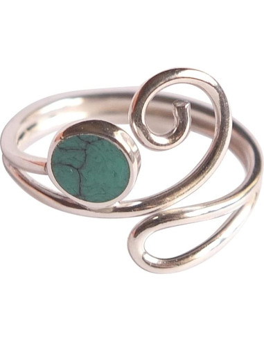 Anillo ajustable de plata esterlina 925 con turquesa 5mm MiYa