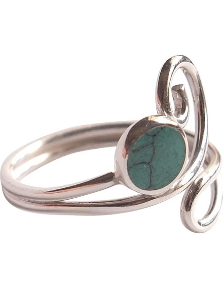 Anillo ajustable de plata esterlina 925 con turquesa 5mm MiYa
