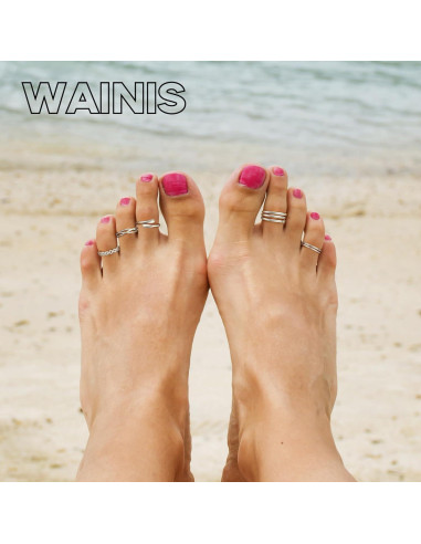 Juego de 12 Anillos para Dedos de los Pies WAINIS Oro 14K Plata Ajustables