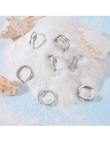 Juego de 12 Anillos para Dedos de los Pies WAINIS Oro 14K Plata Ajustables