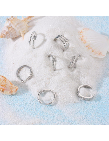 Juego de 12 Anillos para Dedos de los Pies WAINIS Oro 14K Plata Ajustables