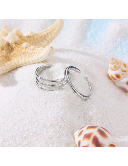 Juego de 12 Anillos para Dedos de los Pies WAINIS Oro 14K Plata Ajustables