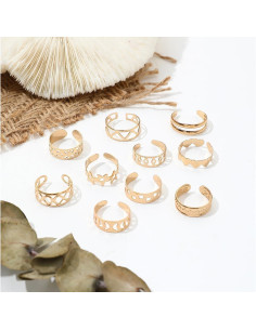 Conjunto de Anillos para Dedos de los Pies INENIMARTJ Dorados 2