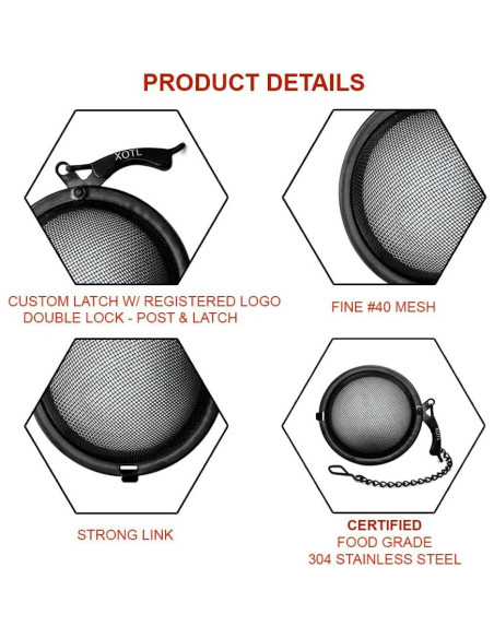 Infusor de Té XOTL de Acero Inoxidable 5.6 cm - 2 Pcs