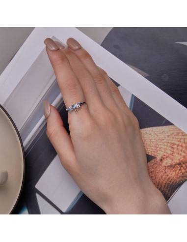 Anillo Ajustable BISAER 925 Plata Esterlina Libélula Gótico