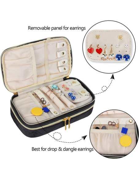 Estuche de Joyería Teamoy Doble Capa Negro 24.1x14x6.4cm