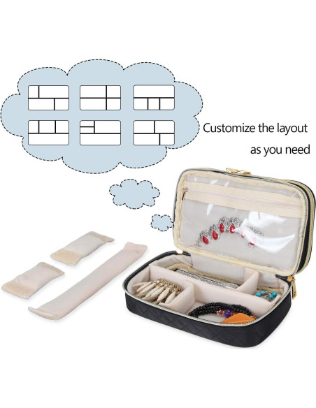 Estuche de Joyería Teamoy Doble Capa Negro 24.1x14x6.4cm