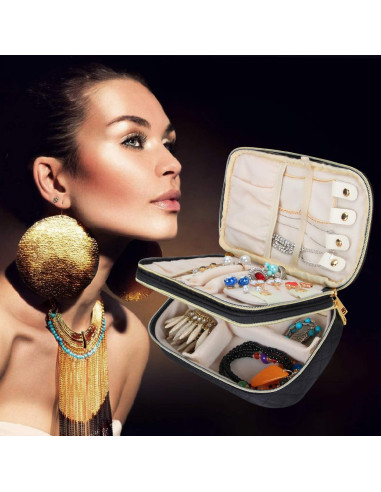 Estuche de Joyería Teamoy Doble Capa Negro 24.1x14x6.4cm