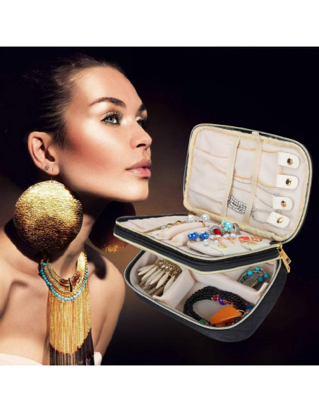 Estuche de Joyería Teamoy Doble Capa Negro 24.1x14x6.4cm