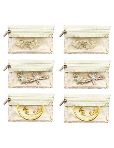 6 Bolsas de Joyería CFTONE, Organizador Portátil Blanco Roto