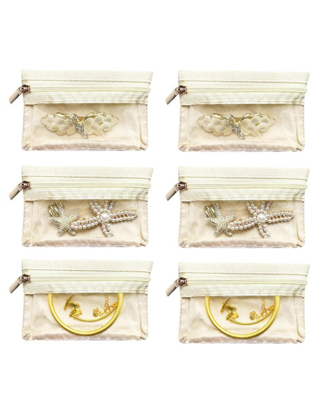 6 Bolsas de Joyería CFTONE, Organizador Portátil Blanco Roto