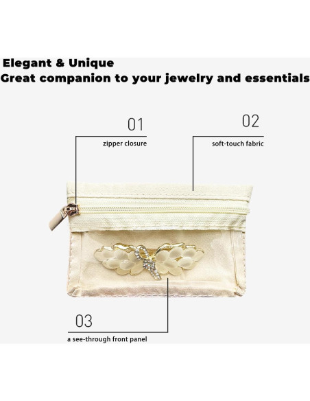 6 Bolsas de Joyería CFTONE, Organizador Portátil Blanco Roto