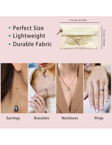 6 Bolsas de Joyería CFTONE, Organizador Portátil Blanco Roto