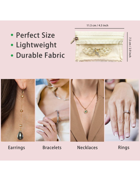 6 Bolsas de Joyería CFTONE, Organizador Portátil Blanco Roto