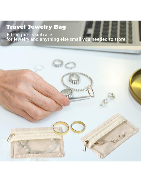 6 Bolsas de Joyería CFTONE, Organizador Portátil Blanco Roto