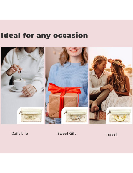 6 Bolsas de Joyería CFTONE, Organizador Portátil Blanco Roto