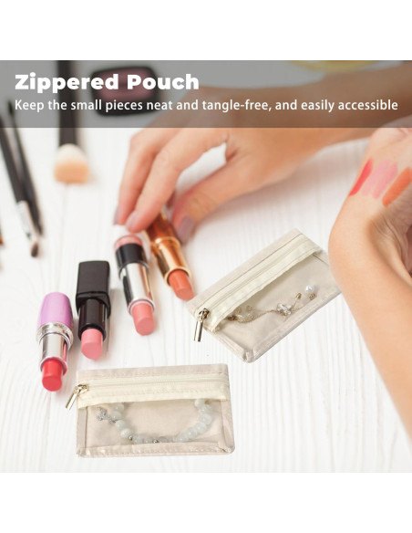 6 Bolsas de Joyería CFTONE, Organizador Portátil Blanco Roto