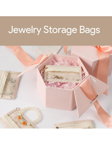 6 Bolsas de Joyería CFTONE, Organizador Portátil Blanco Roto