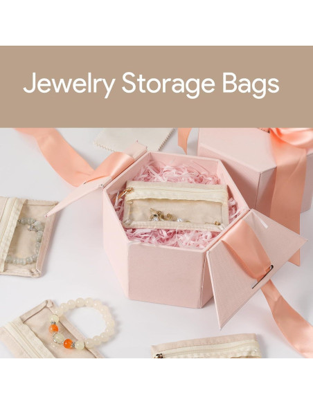 6 Bolsas de Joyería CFTONE, Organizador Portátil Blanco Roto